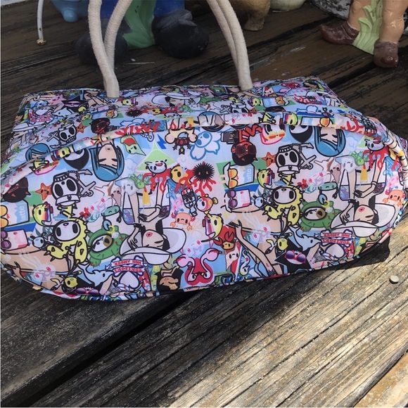 Tokidoki Le Sportsac My Love Tote Bag Purse Handbag Rope Handles Black Kawaii - Picture 9 of 12